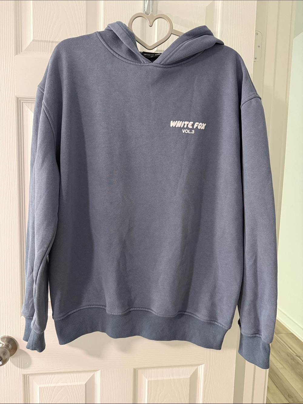 White Fox Boutique Dusty Blue Logo Hoodie Sweater